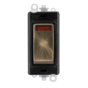 Click GridPro GM2018NBKAB 20AX Double Pole Switch with Neon Module - Antique Brass (Black)