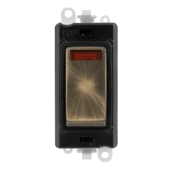 Click GridPro GM2018NBKAB 20AX Double Pole Switch with Neon Module - Antique Brass (Black)