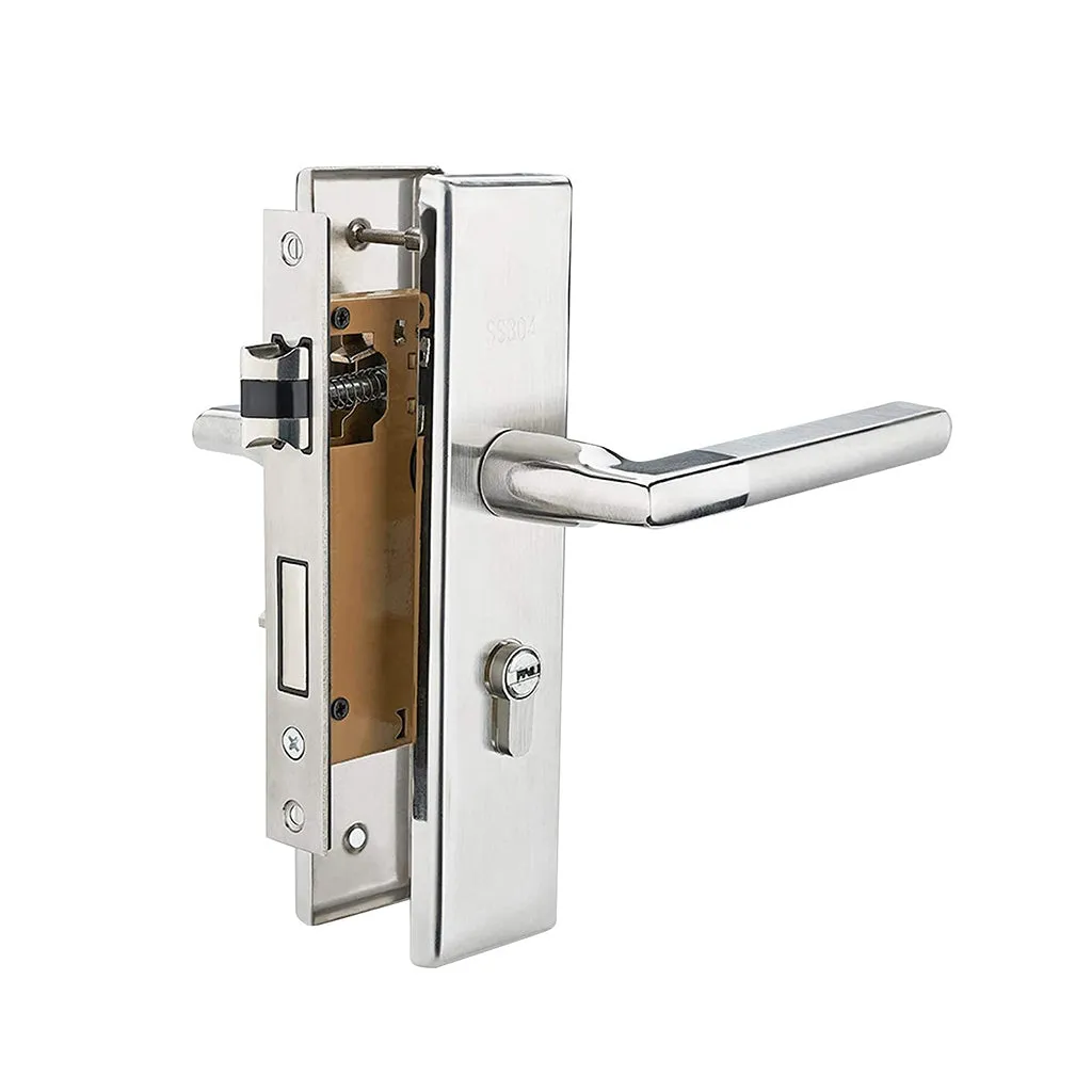 Contempo Round Door Keyed Leverset - Door Mount - 7" Stainless Steel/Stainless Steel