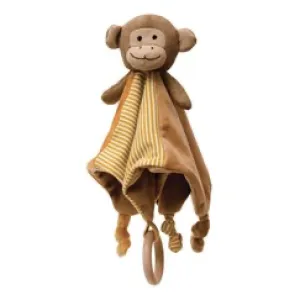 Creative Co-Op Monkey Plush Animal Snuggle Toy with Wood Ring - 12" Square