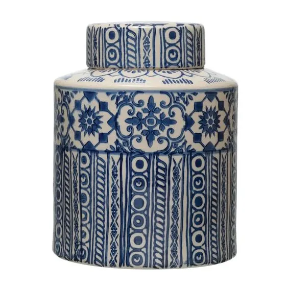 CREATIVE CO-OP- STONEWARE GINGER JAR