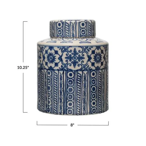 CREATIVE CO-OP- STONEWARE GINGER JAR
