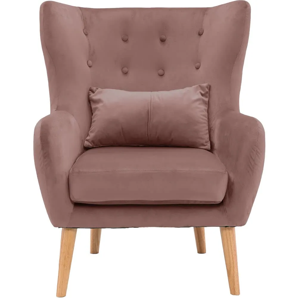 Critter Sitters Fux-Velvet Wingbck Accent Chir with Lumbr Pillow