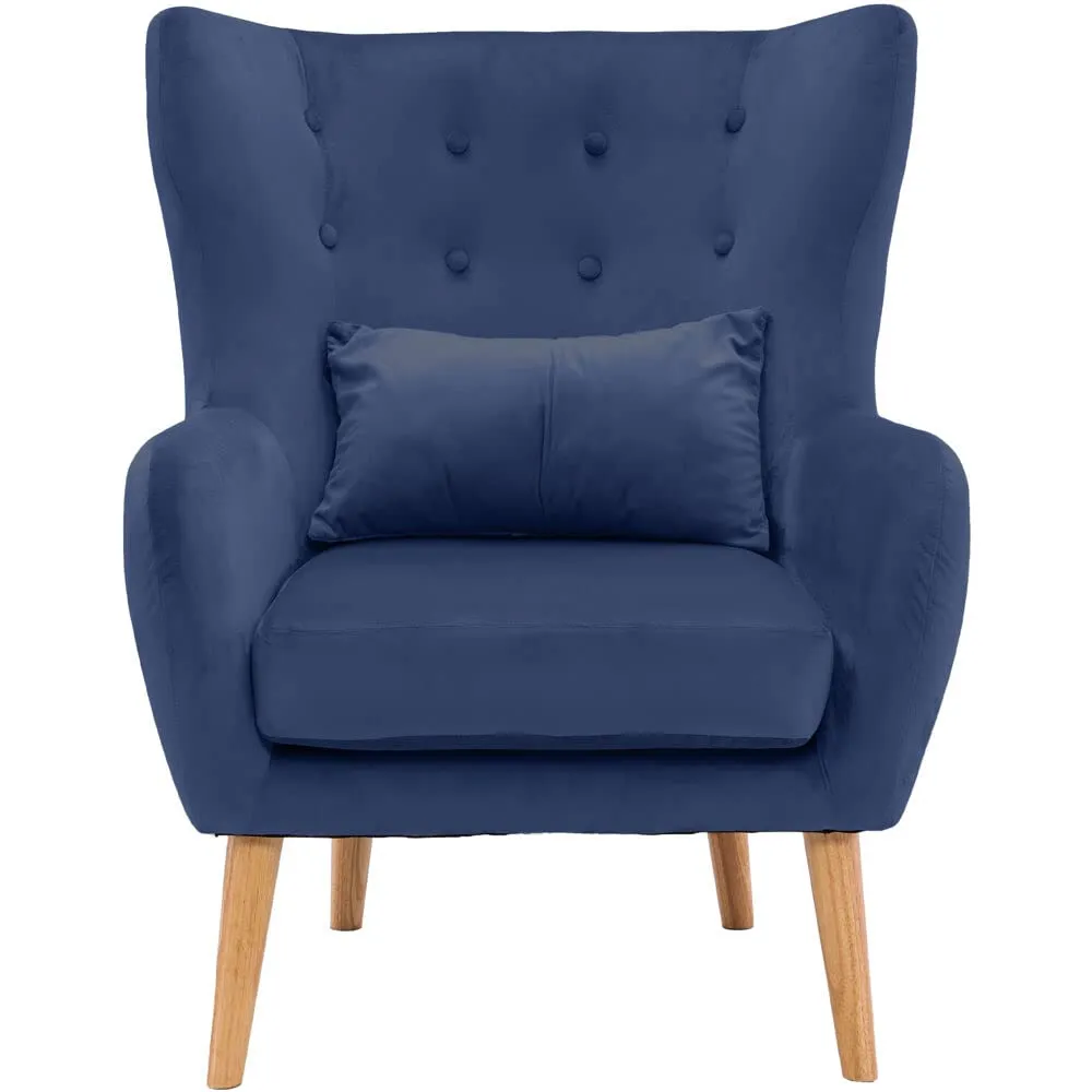 Critter Sitters Fux-Velvet Wingbck Accent Chir with Lumbr Pillow