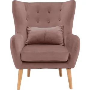 Critter Sitters Fux-Velvet Wingbck Accent Chir with Lumbr Pillow