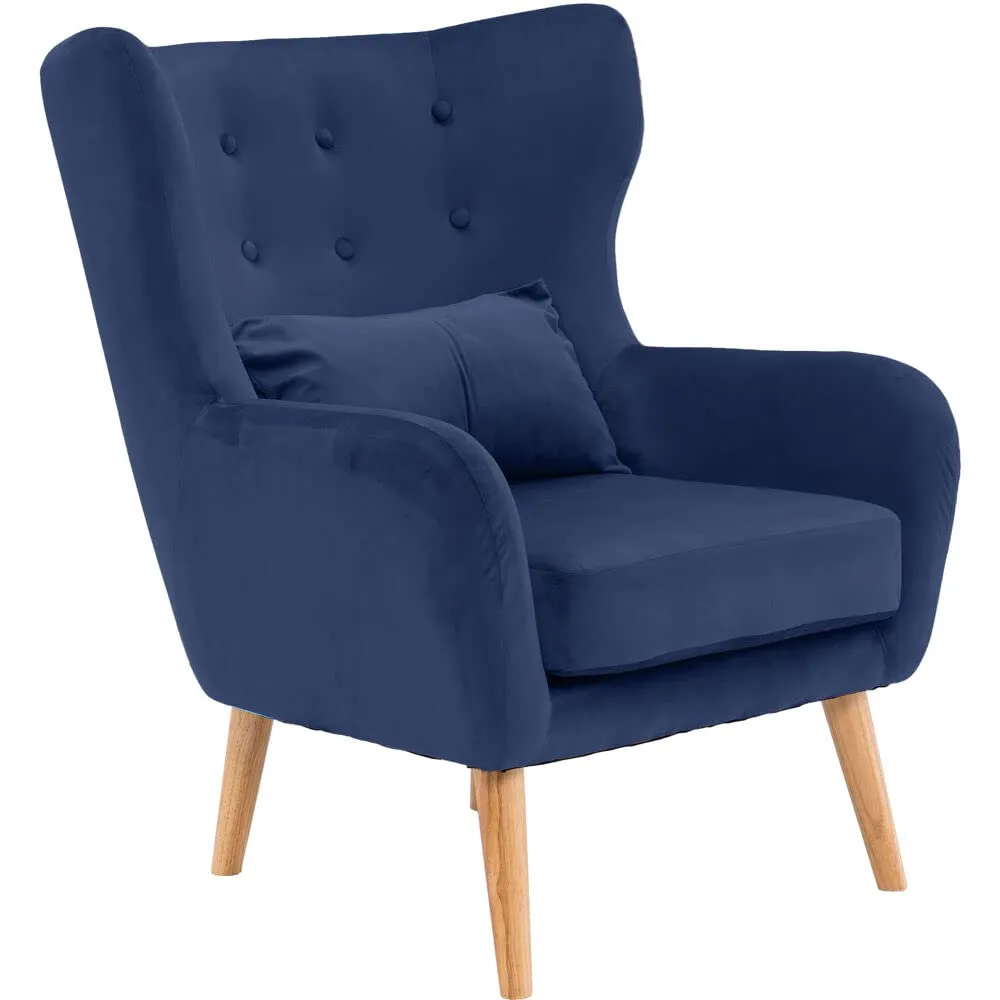 Critter Sitters Fux-Velvet Wingbck Accent Chir with Lumbr Pillow