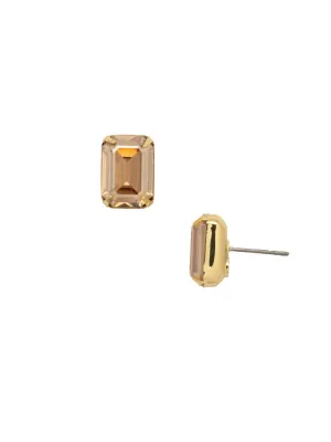 Crystal Stud Earrings - Dark Champagne