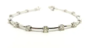 CUSHION DIAMOND STATION BRACELET IN WHITE GOLD AD NO. 2371