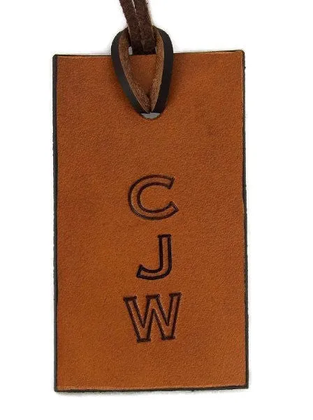 Custom Initials Leather Luggage Tag Made in Montana Free Gift Wrap