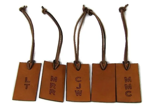 Custom Initials Leather Luggage Tag Made in Montana Free Gift Wrap