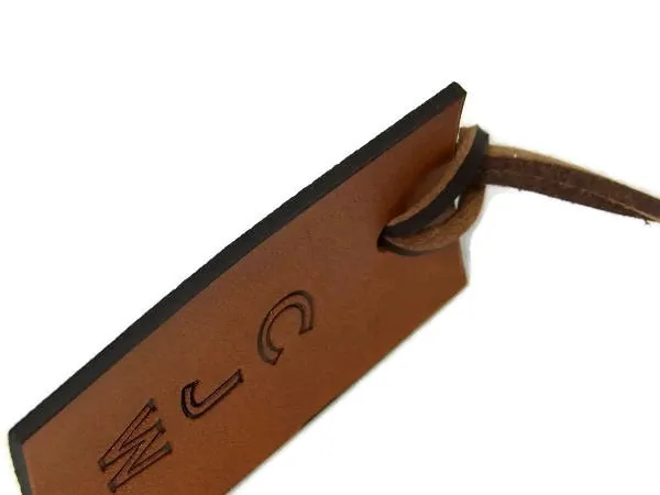 Custom Initials Leather Luggage Tag Made in Montana Free Gift Wrap
