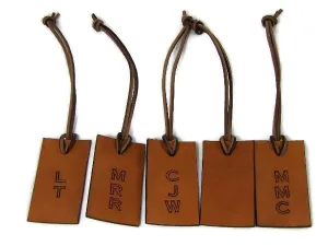 Custom Initials Leather Luggage Tag Made in Montana Free Gift Wrap