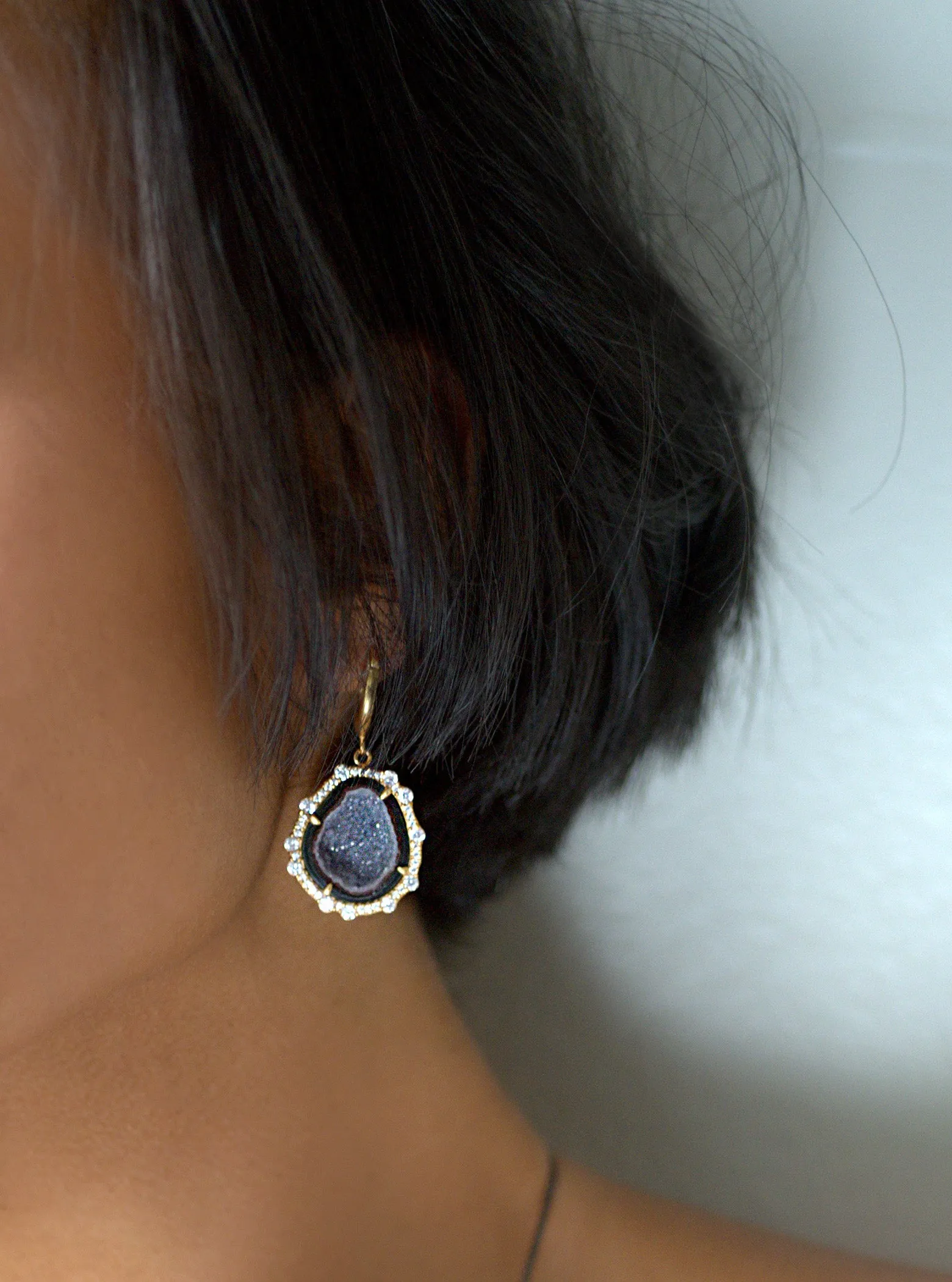 CZ Geode Freeform Earring
