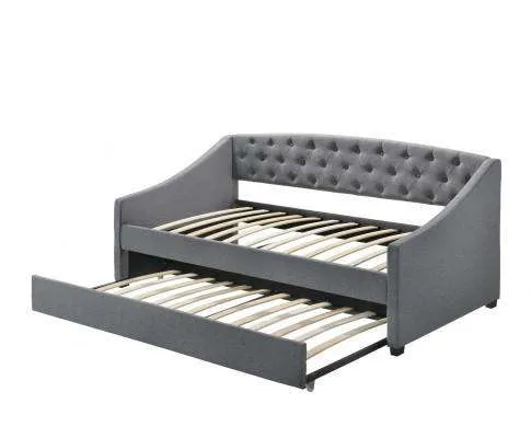Daybed   Trundle Fabric Upholstery - Grey