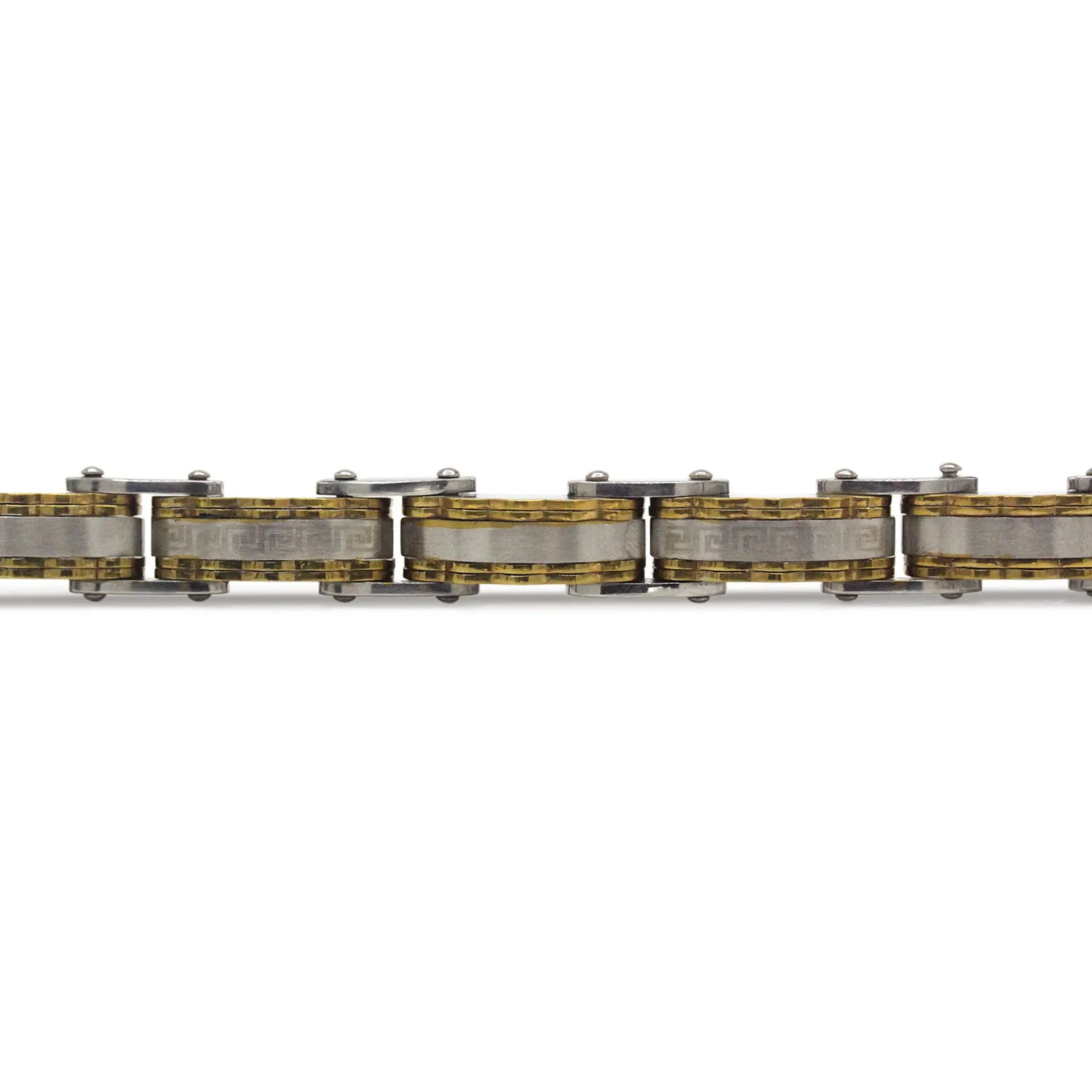 Decorative Men’s Stainless Steel Bracelet Fashion Wrist Band (Silver/Gold)
