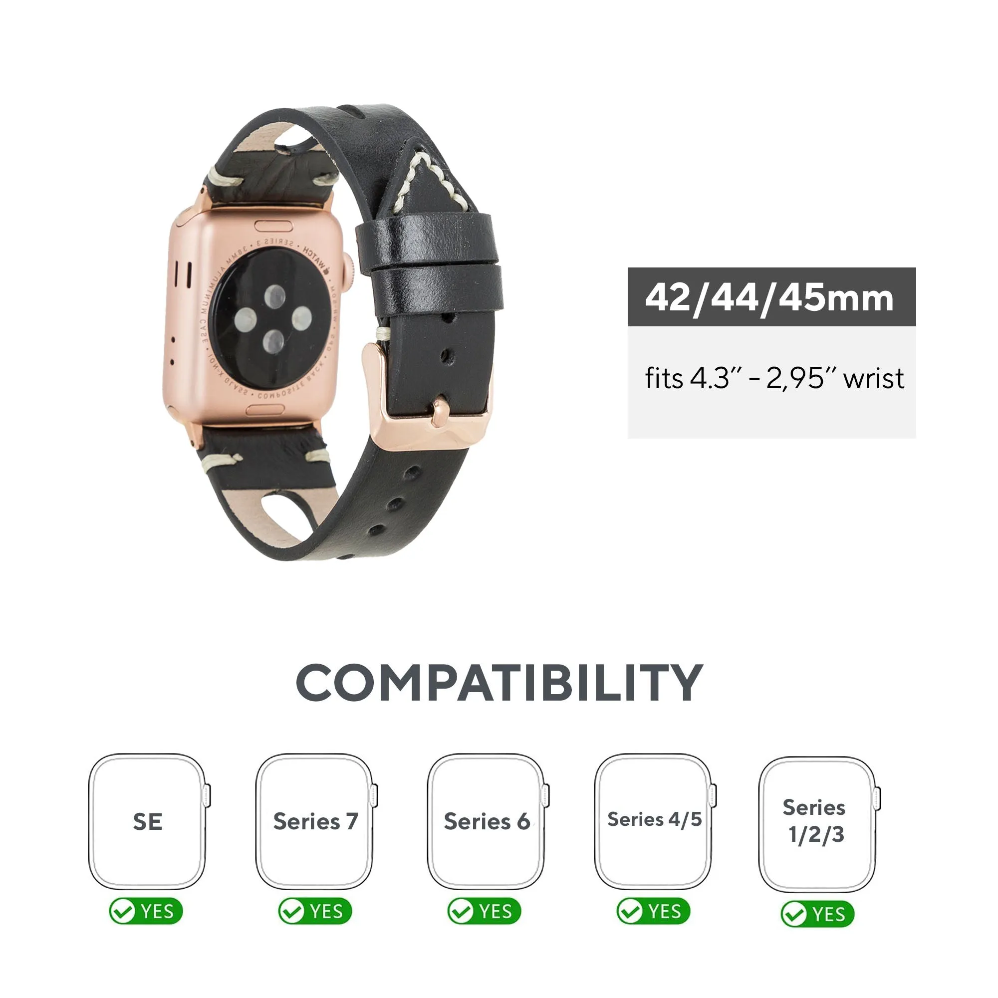 Delficase Full Grain Genuine Leather Apple Watch Band