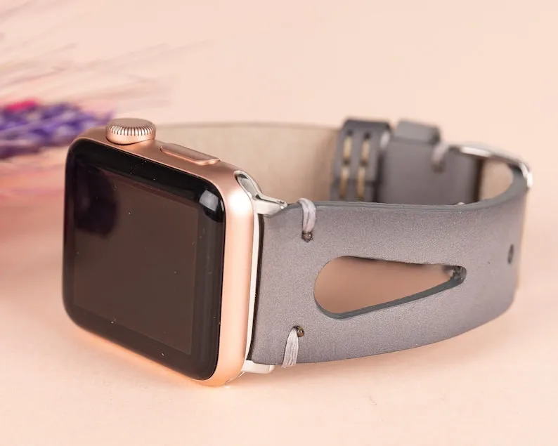 Delficase Full Grain Genuine Leather Apple Watch Band
