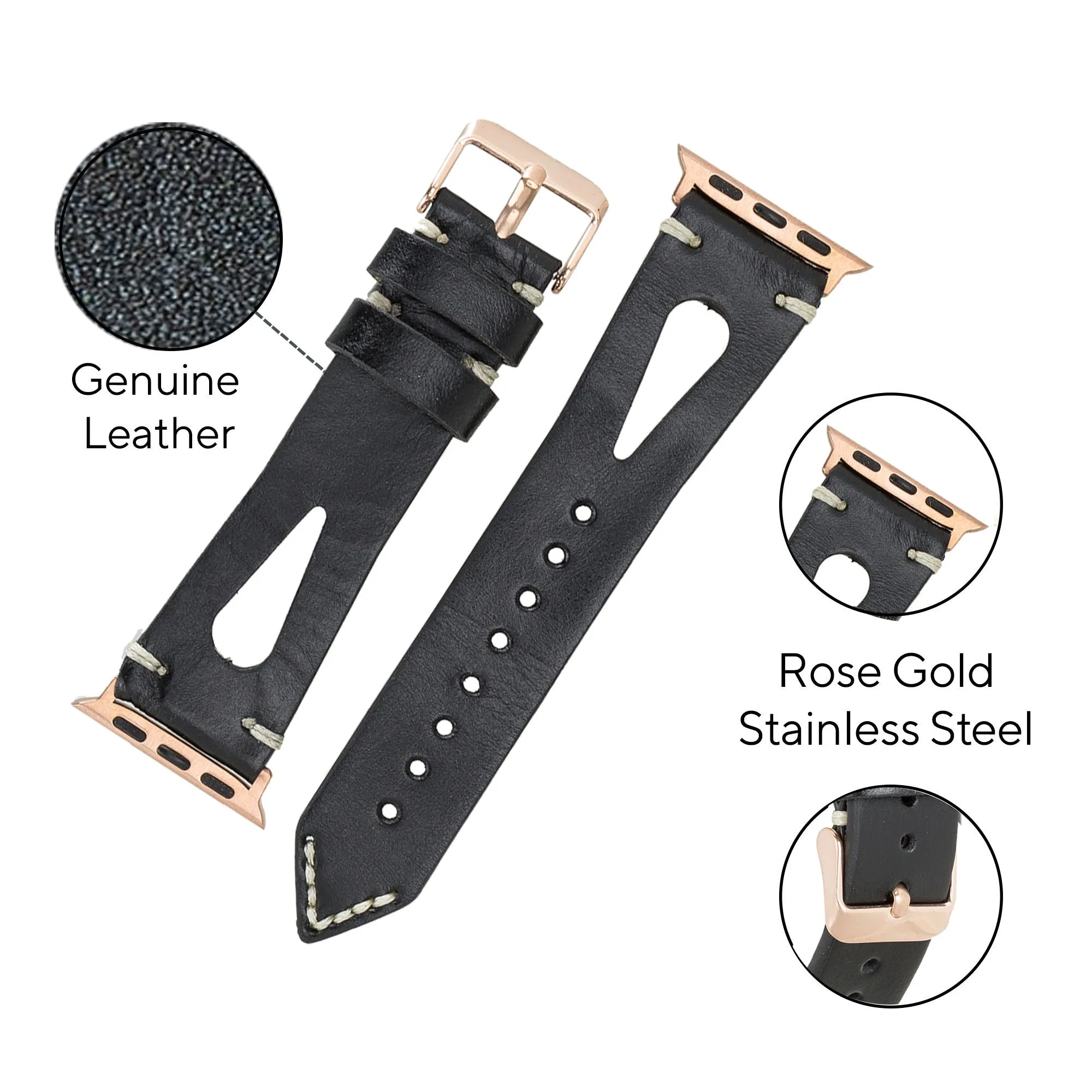 Delficase Full Grain Genuine Leather Apple Watch Band