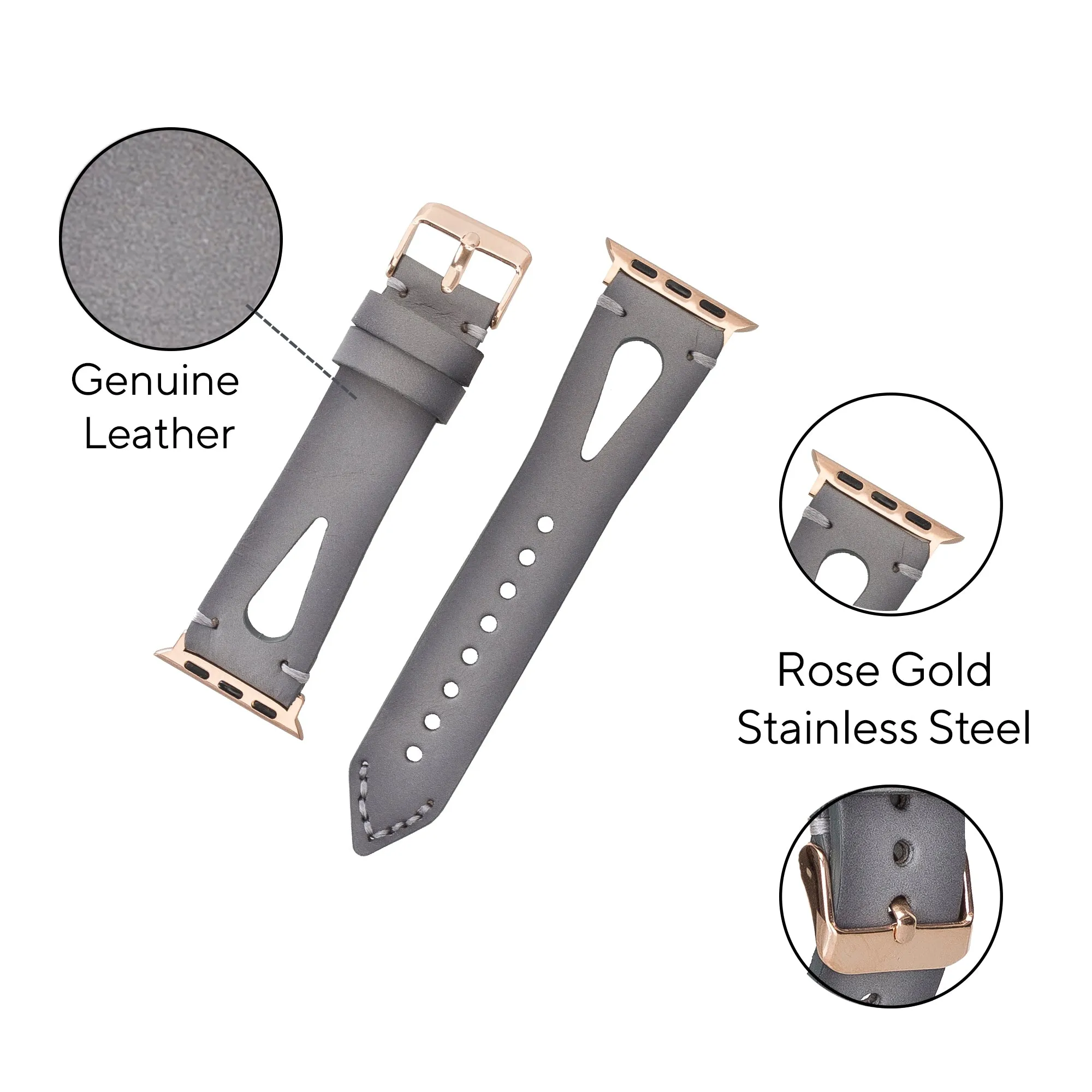Delficase Full Grain Genuine Leather Apple Watch Band