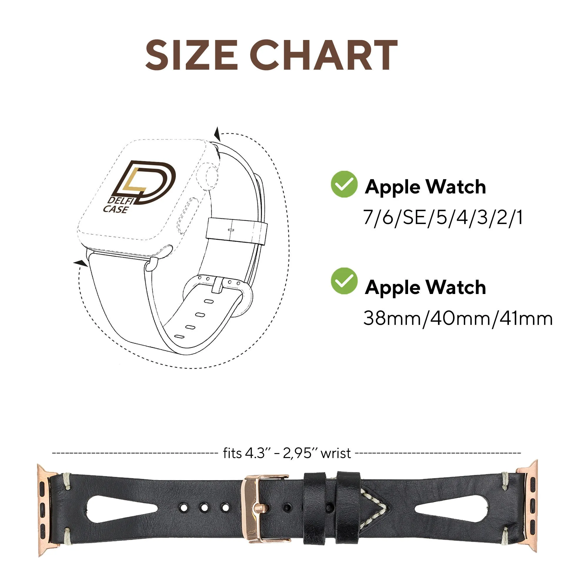 Delficase Full Grain Genuine Leather Apple Watch Band