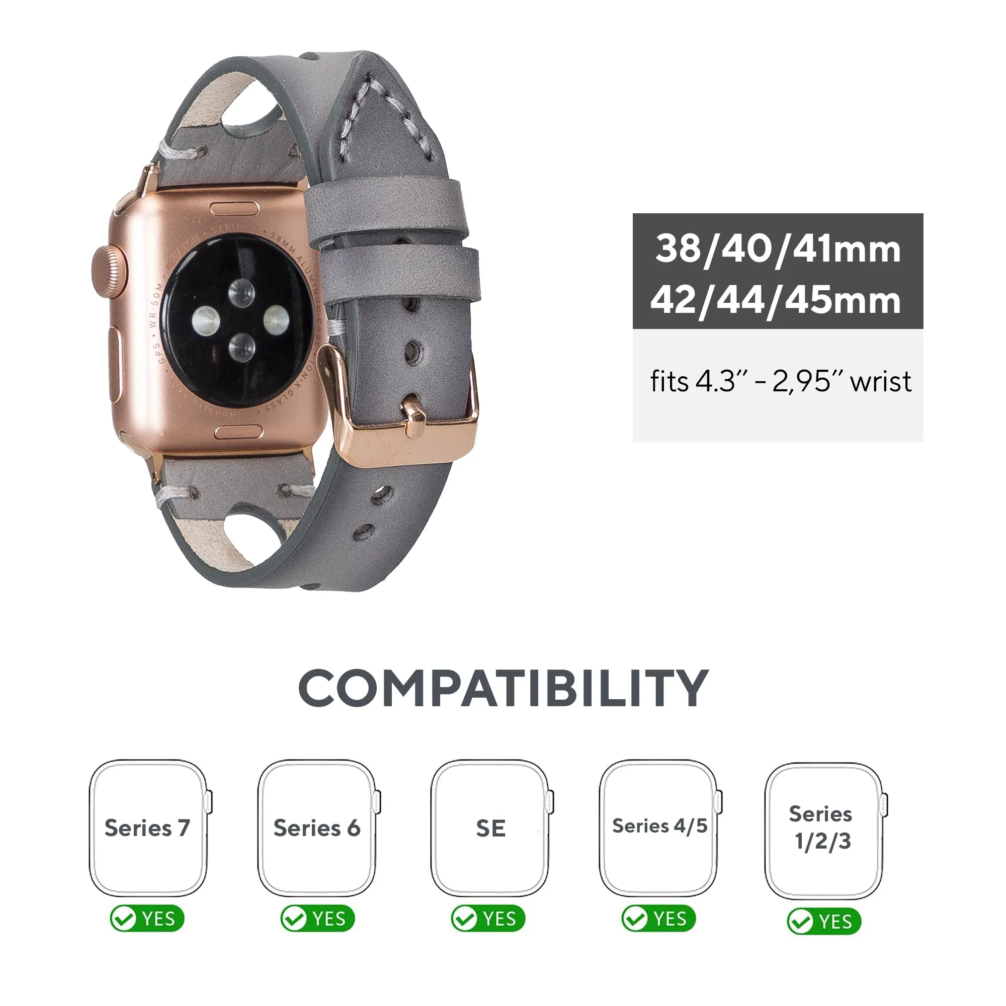 Delficase Full Grain Genuine Leather Apple Watch Band