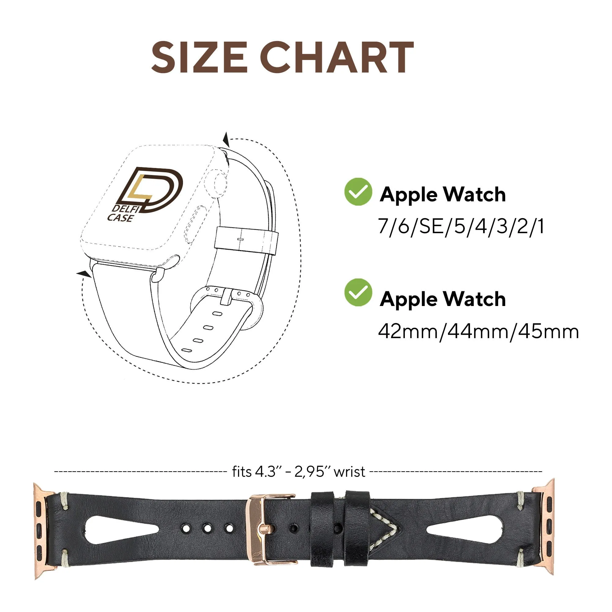 Delficase Full Grain Genuine Leather Apple Watch Band