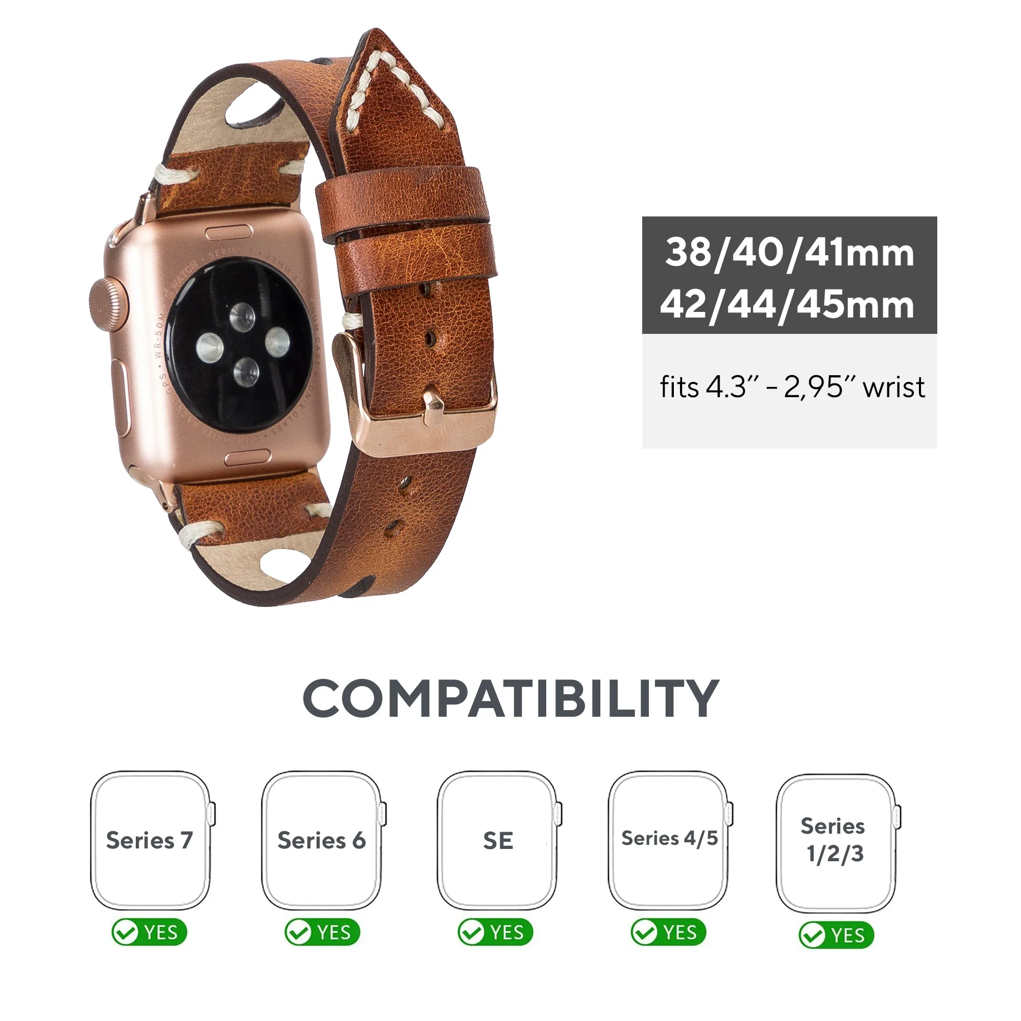 Delficase Full Grain Genuine Leather Apple Watch Band