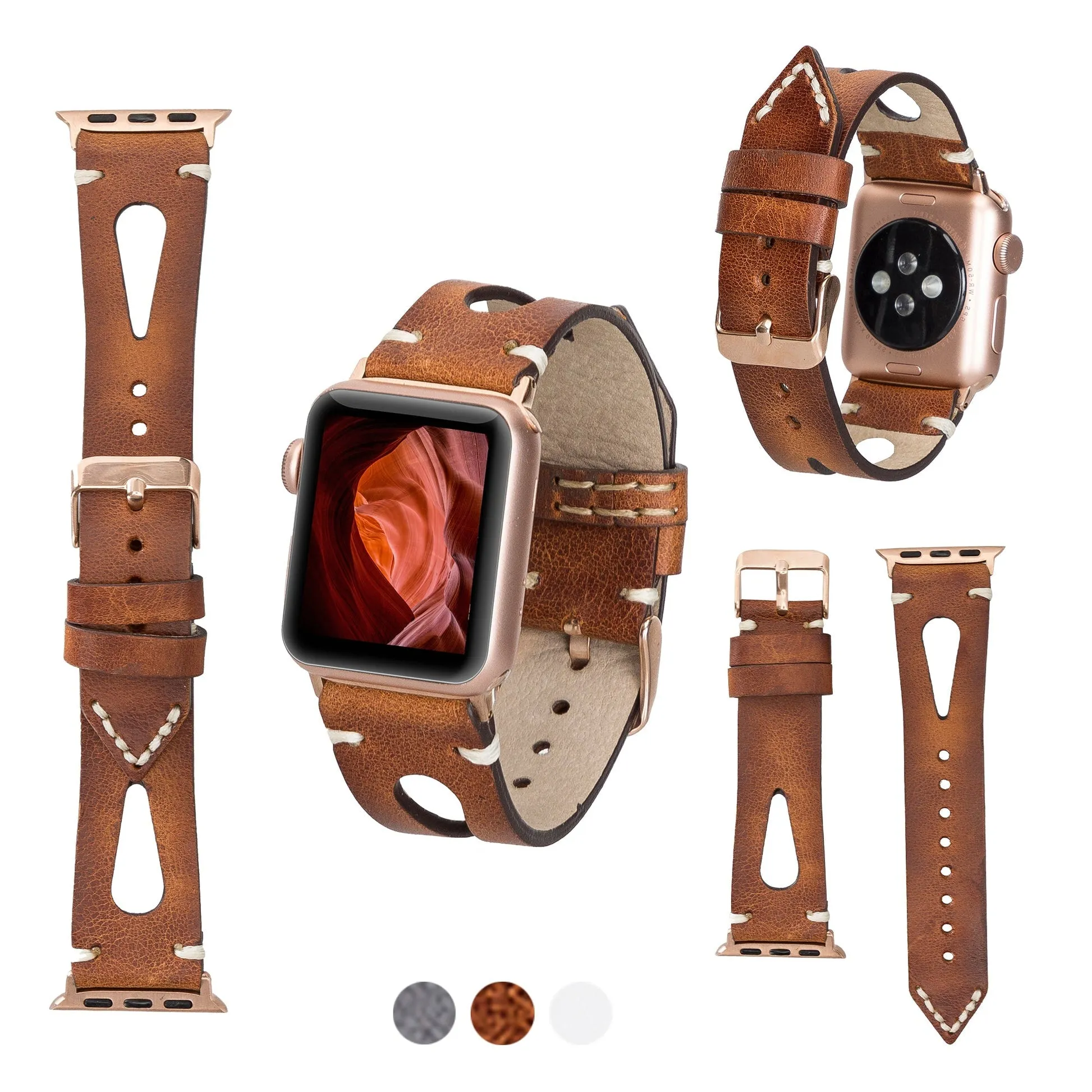 Delficase Full Grain Genuine Leather Apple Watch Band