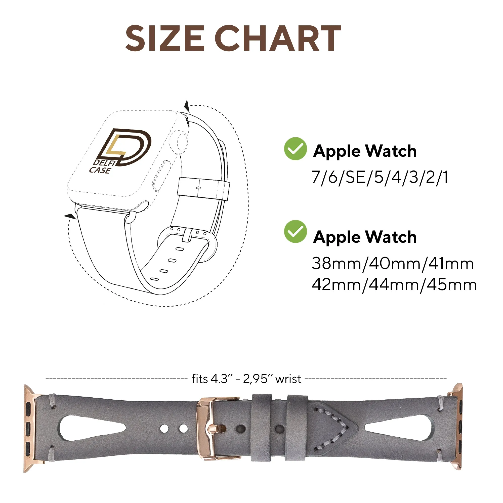 Delficase Full Grain Genuine Leather Apple Watch Band
