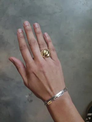 Diagonal Ribbed Ring - Brass