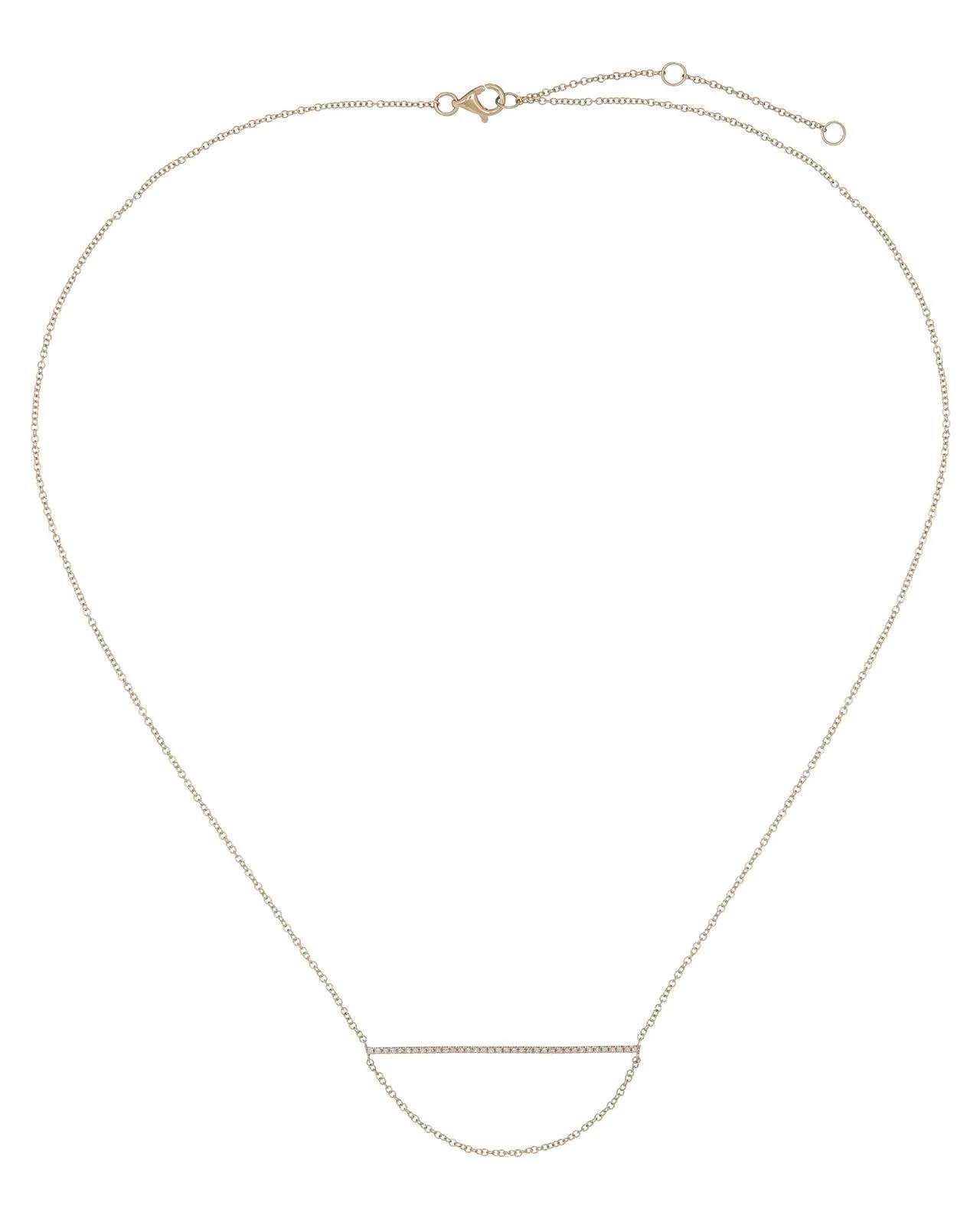 Diamond Bar and Hanging Chain Necklace 14K