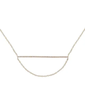 Diamond Bar and Hanging Chain Necklace 14K