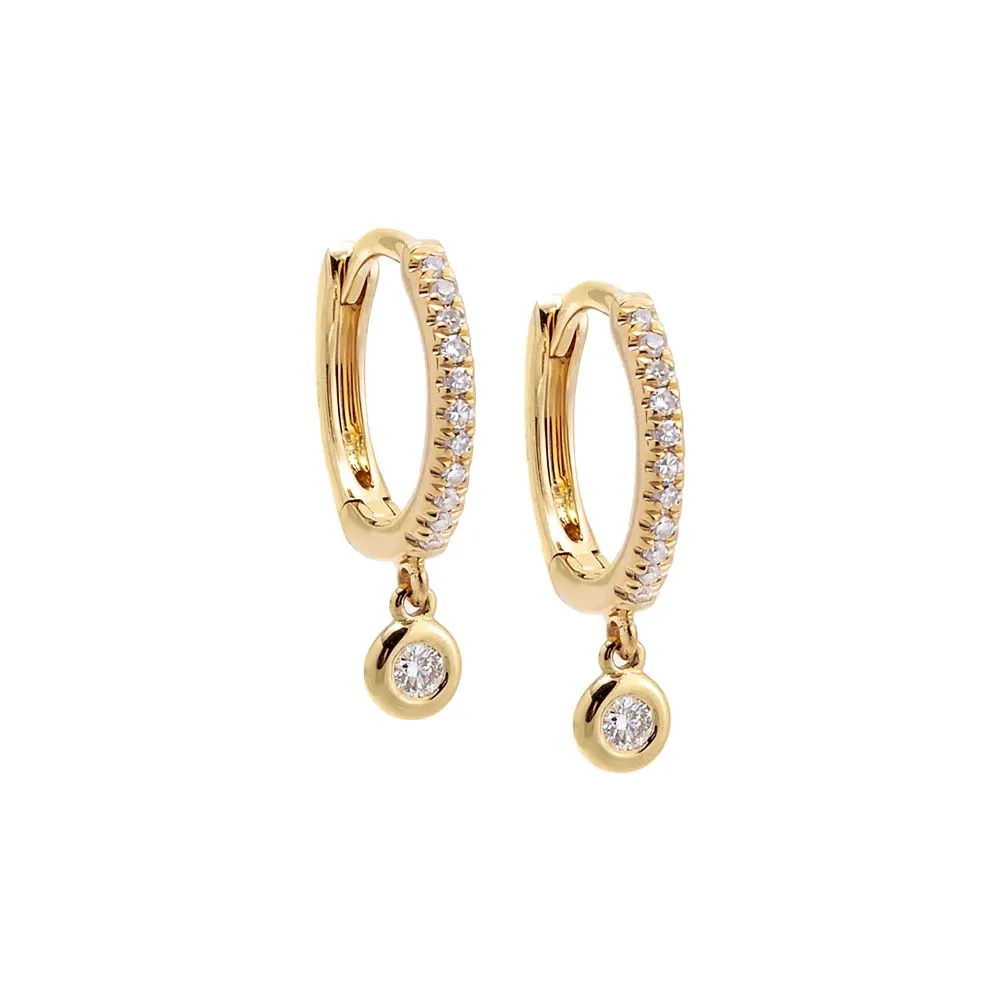 Diamond Bezel Huggie Earring 14K