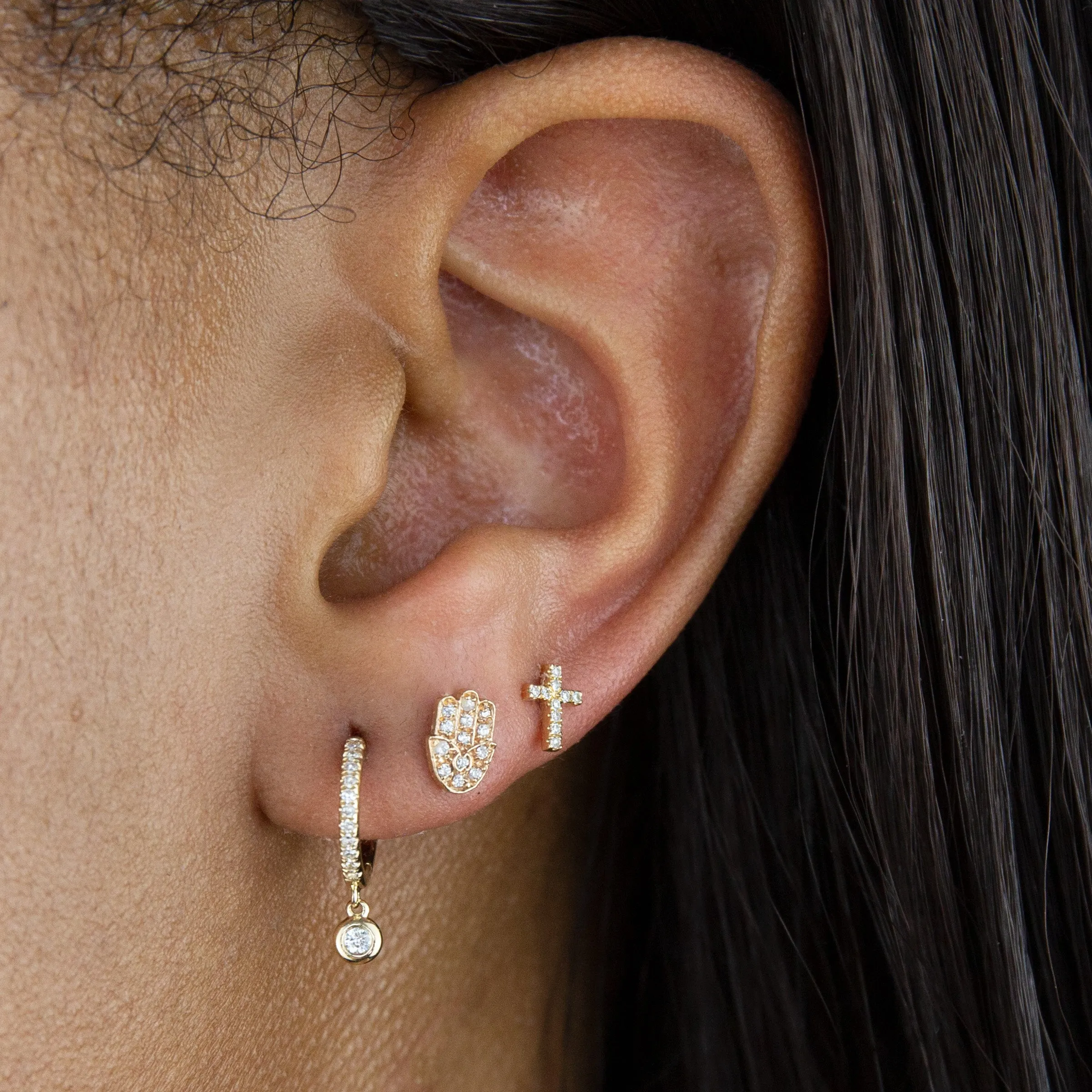 Diamond Bezel Huggie Earring 14K