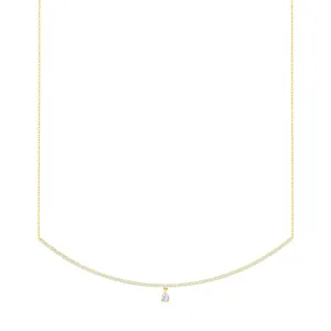 Diamond Curved Bar with Teardrop Necklace