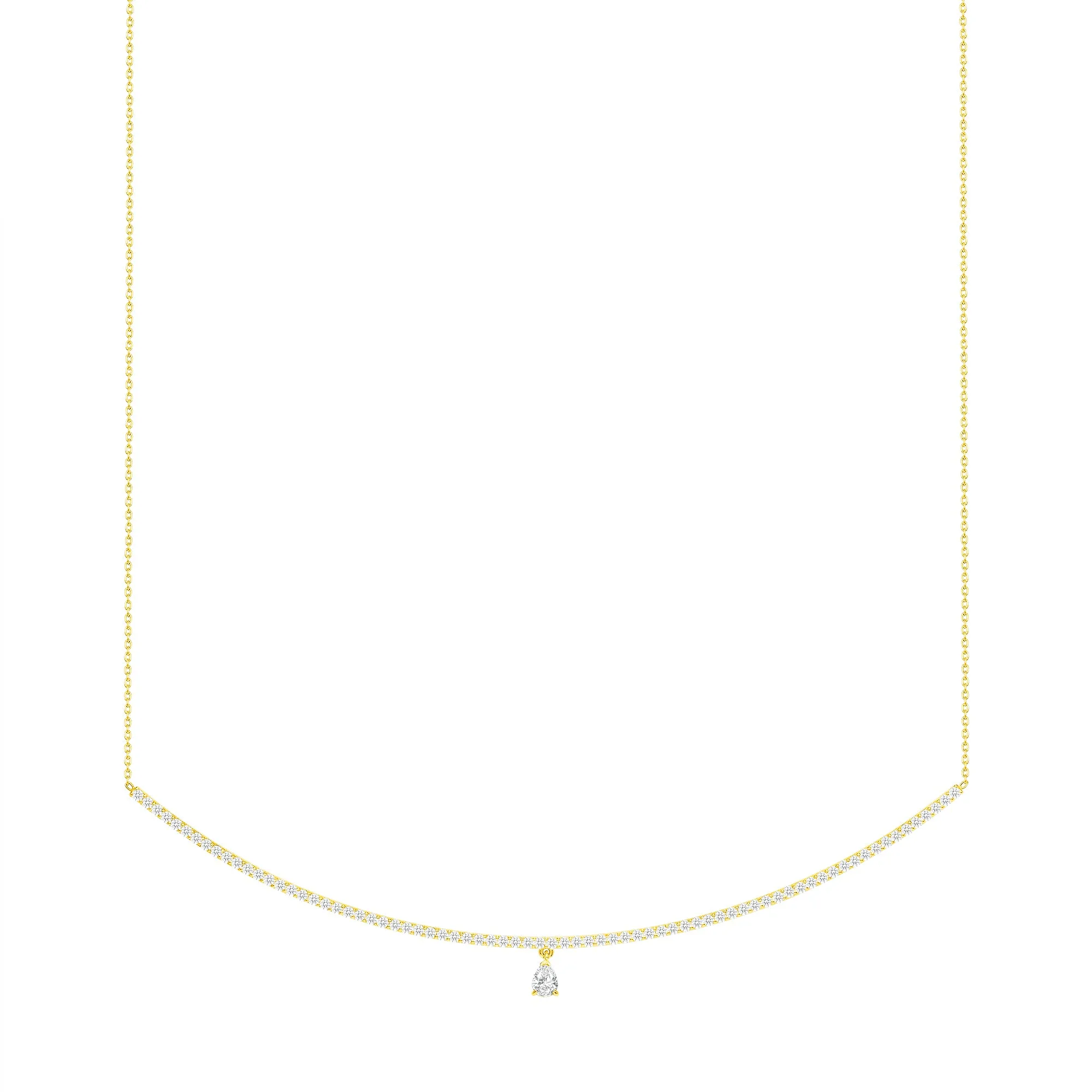 Diamond Curved Bar with Teardrop Necklace