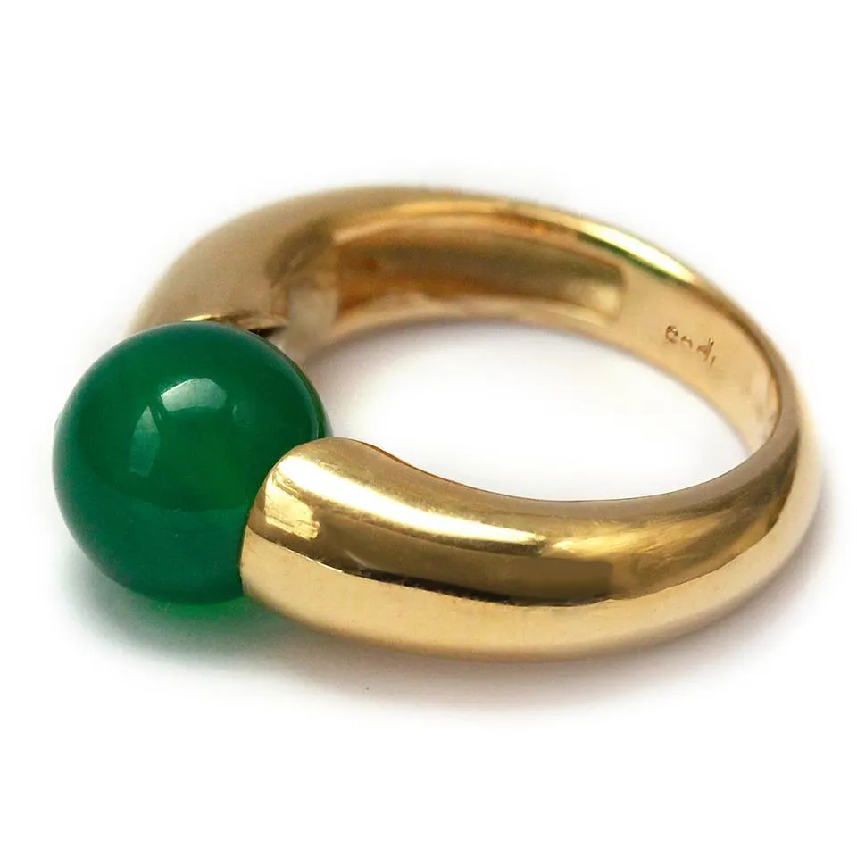 Donut- unique solitaire green ring