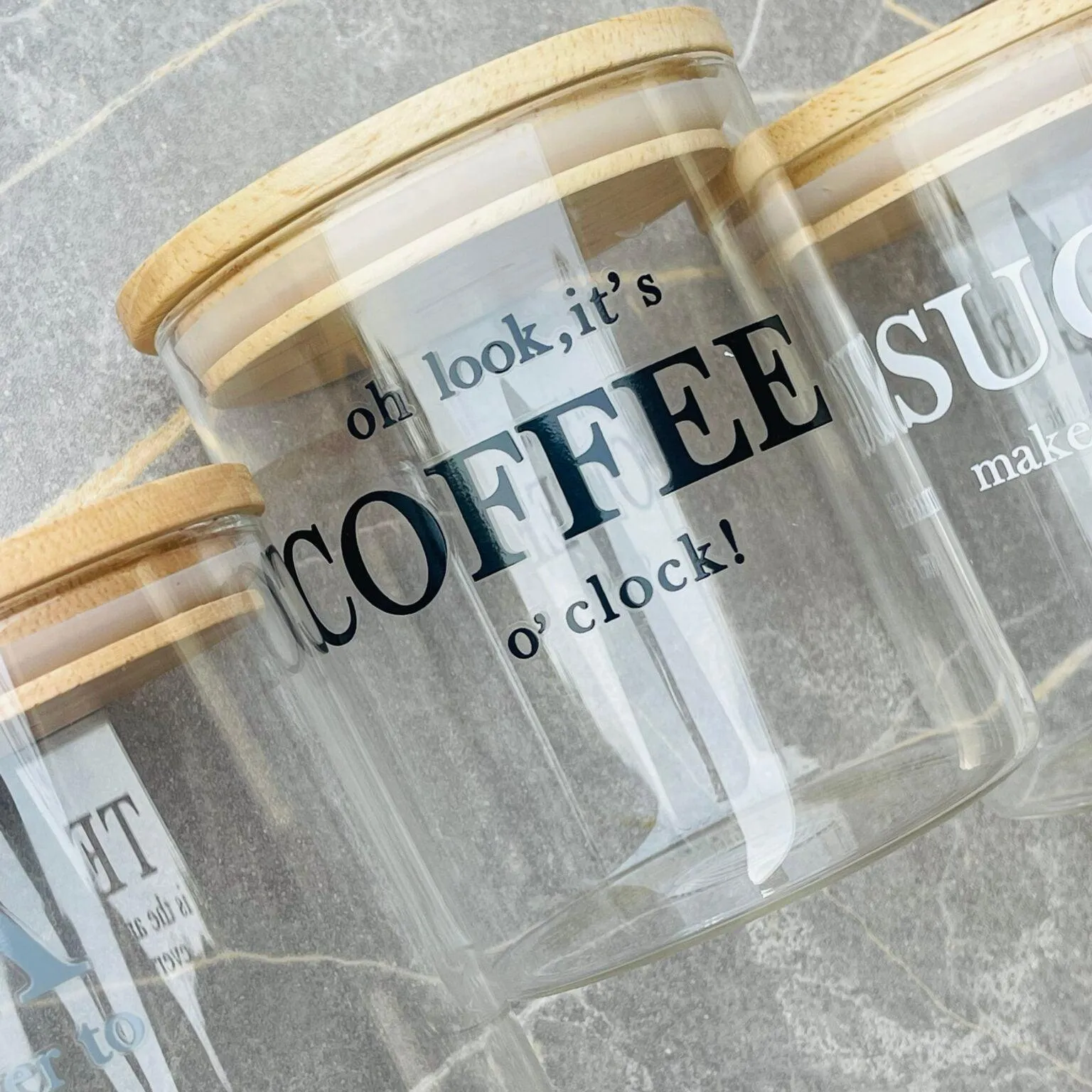 Elegant Glass Storage Jars with Wooden Lids (Set of 3)