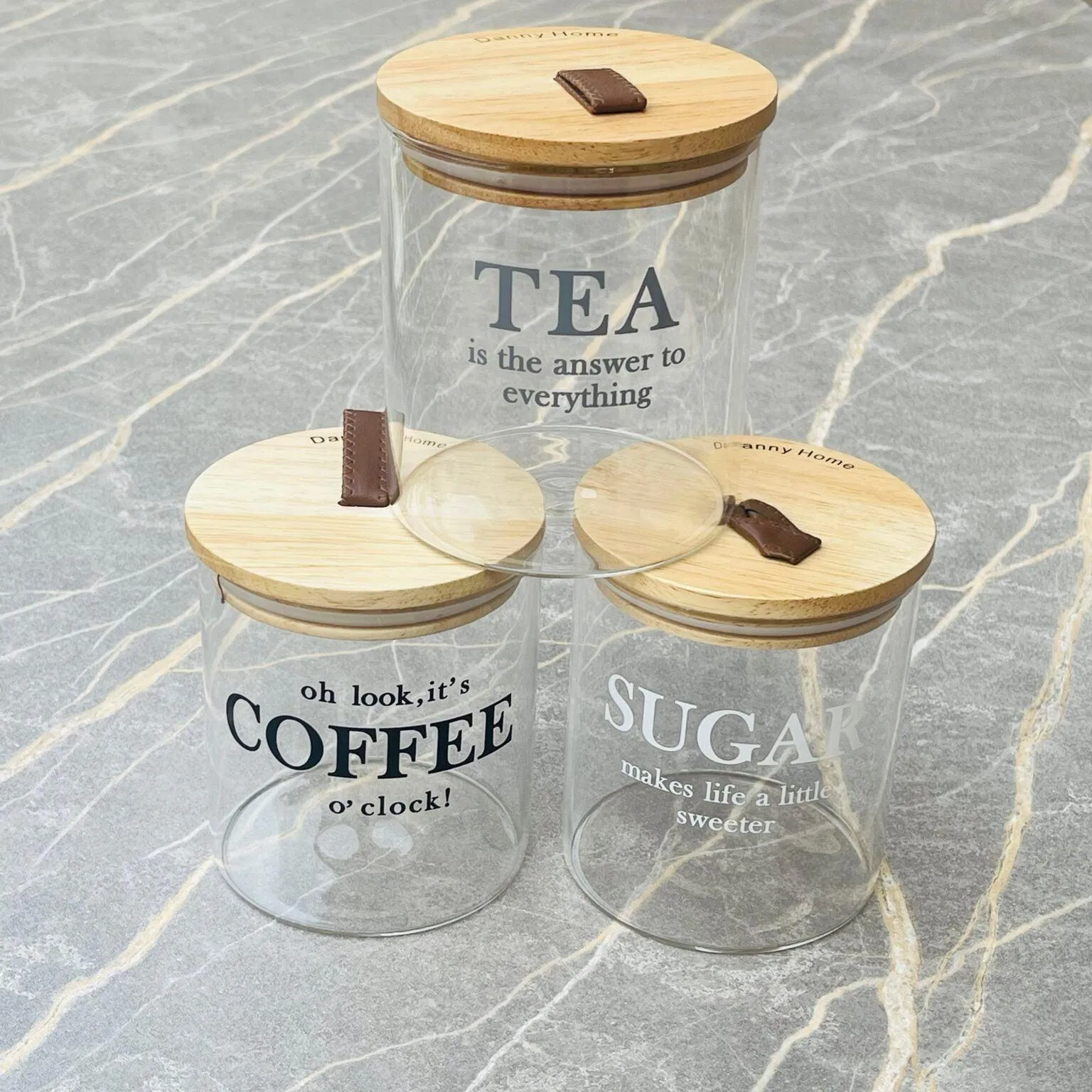 Elegant Glass Storage Jars with Wooden Lids (Set of 3)