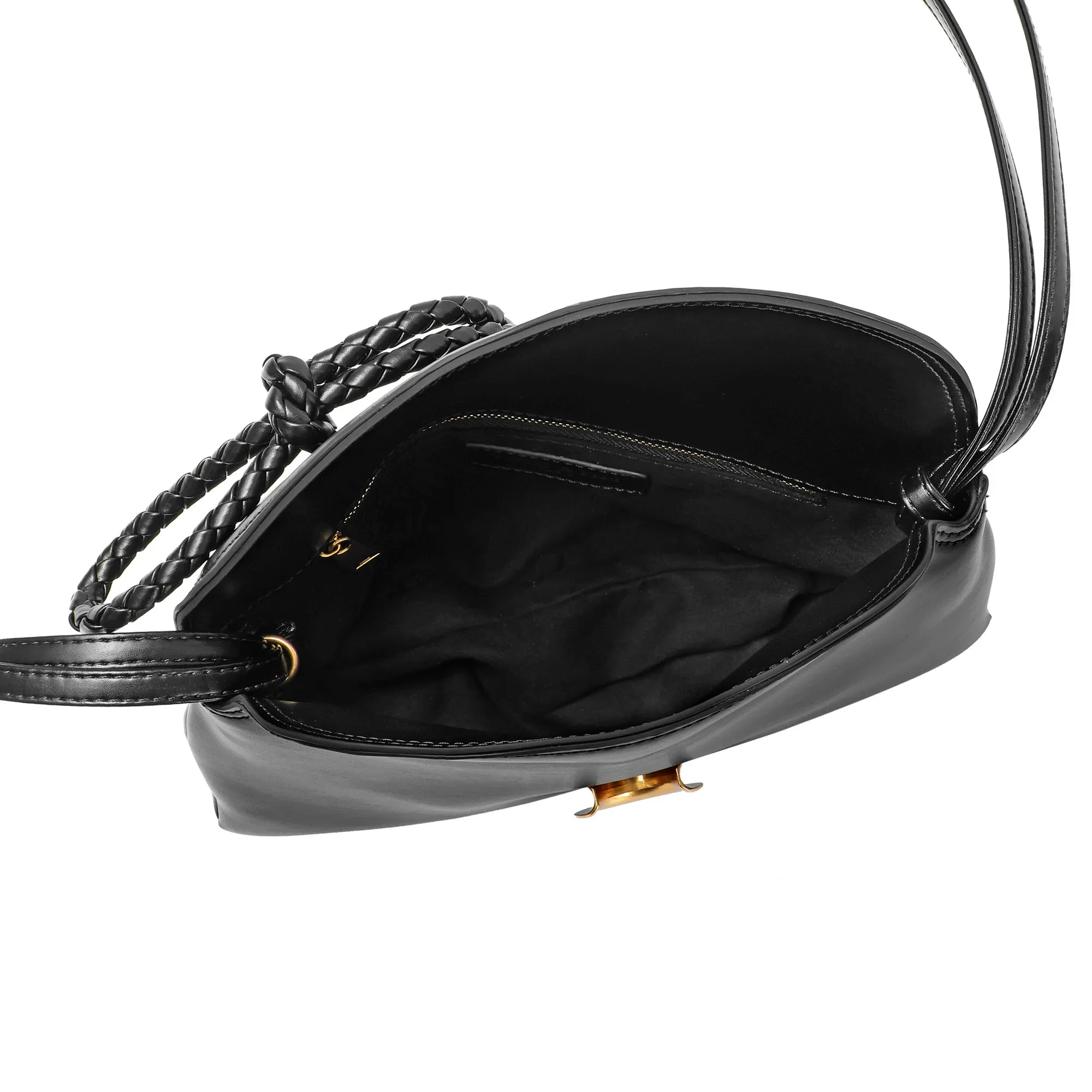 Elegant Leather Crossbody Bag with Braided Closure