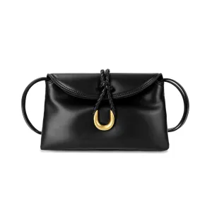 Elegant Leather Crossbody Bag with Braided Closure
