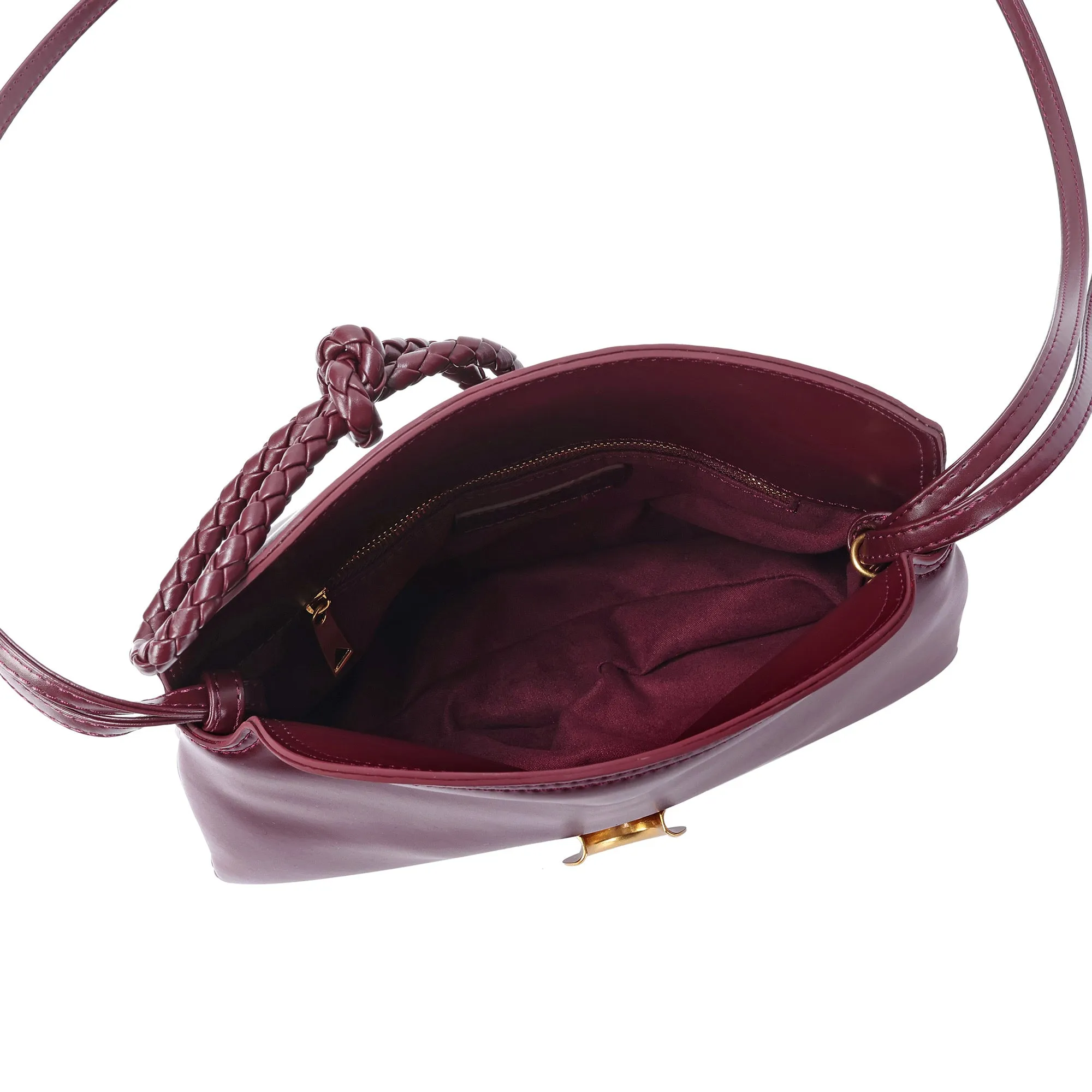 Elegant Leather Crossbody Bag with Braided Closure