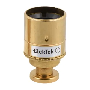 ElekTek ES Edison Screw E27 Lamp Holder Plain Skirt With Back Plate Cover and Screws Brass