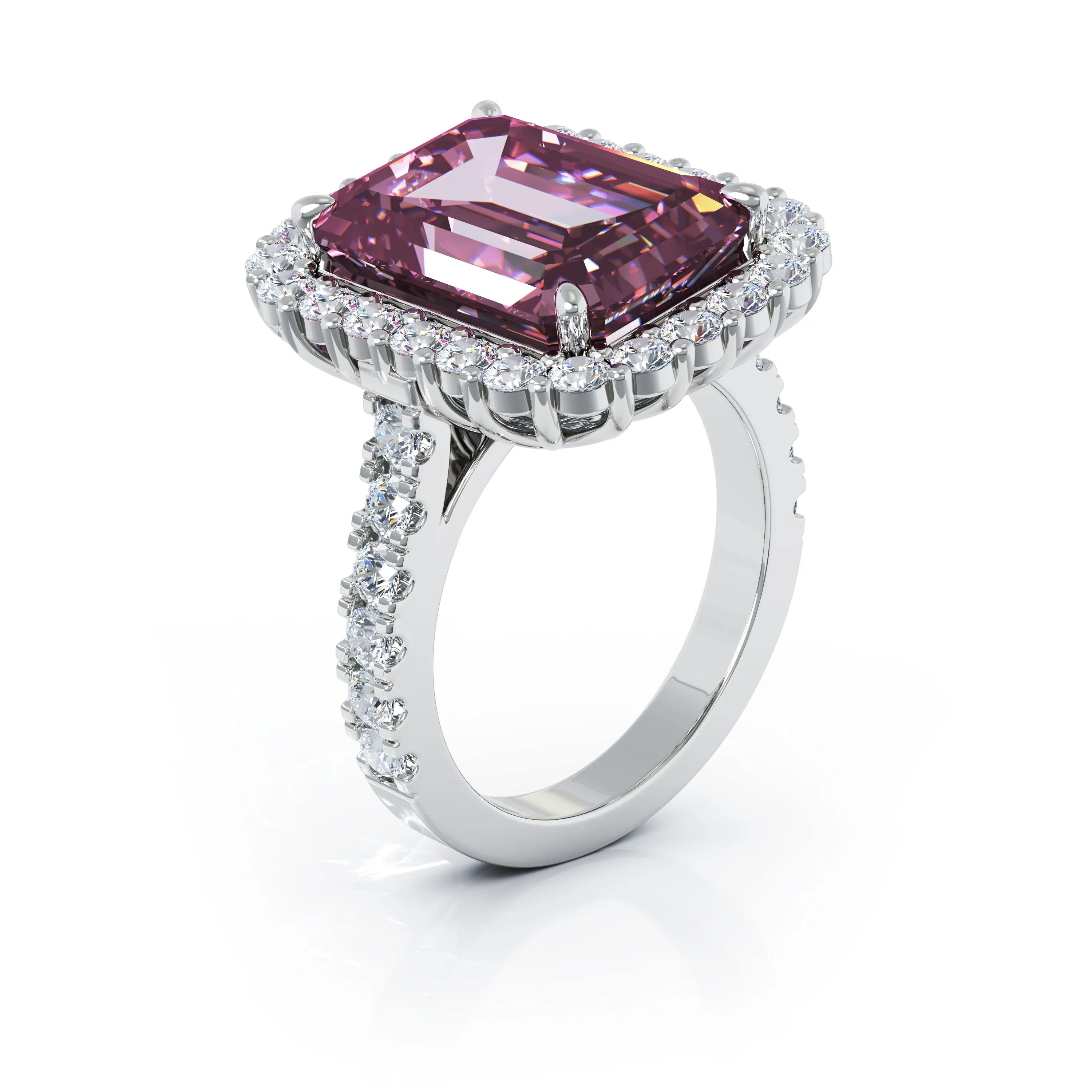 Emerald Cut Tourmaline & 1.45Ct Diamond Ring in 14K Gold