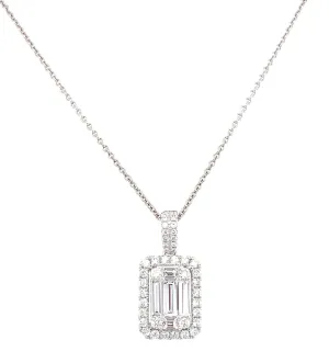 ﻿﻿﻿Emerald Shape 1.36ct tw Diamond Invisible-set Pendant Necklace