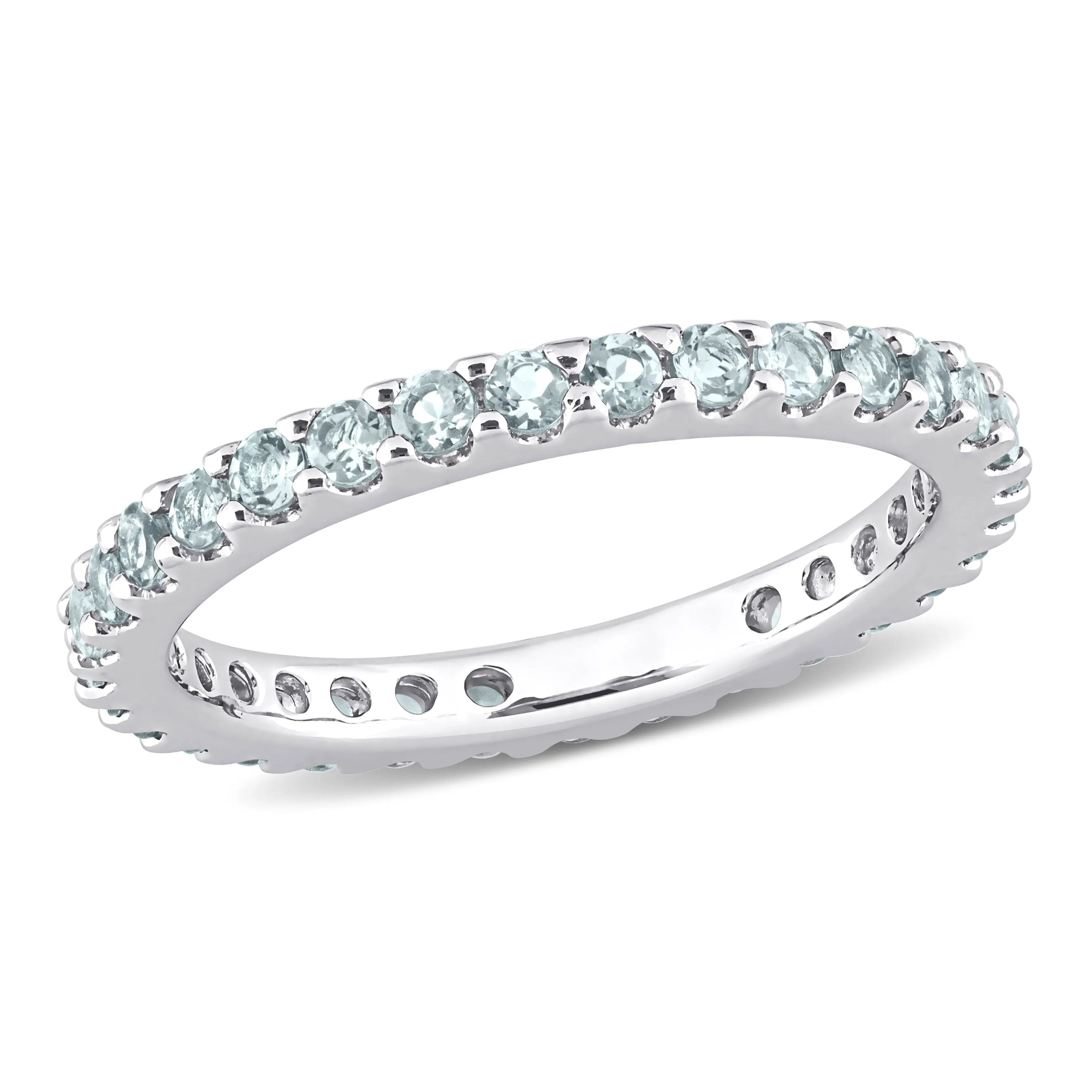 Eternity Ring 10K White Gold Aquamarine