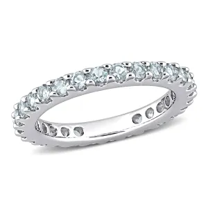 Eternity Ring 7/8 CT 10K White Gold Aquamarine