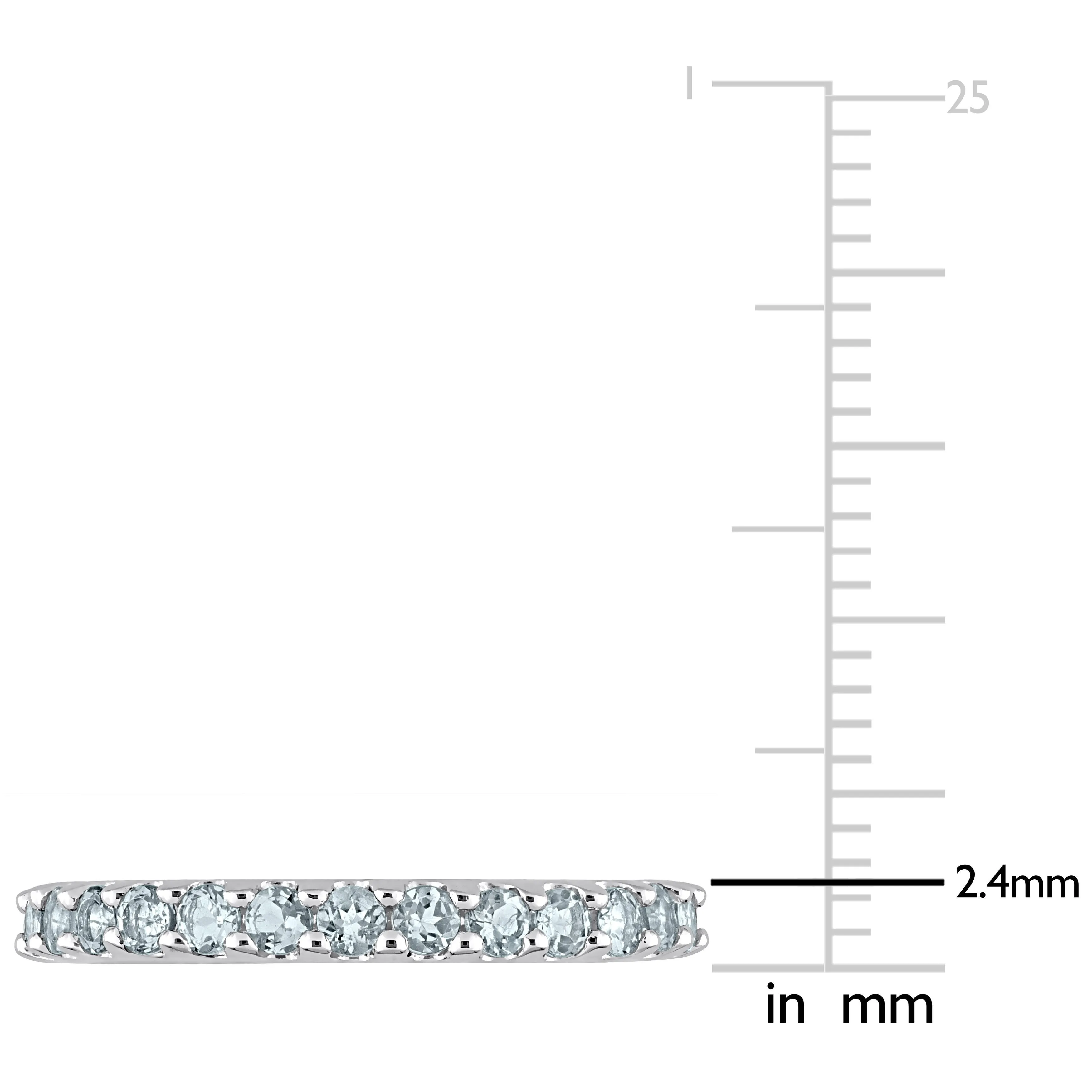 Eternity Ring 7/8 CT 10K White Gold Aquamarine