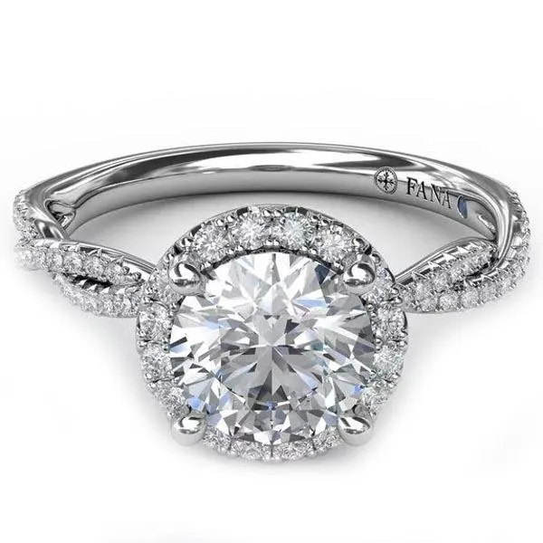 Fana Round Halo Twist Diamond Engagement Ring