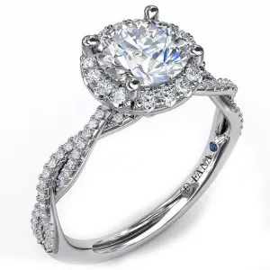 Fana Round Halo Twist Diamond Engagement Ring